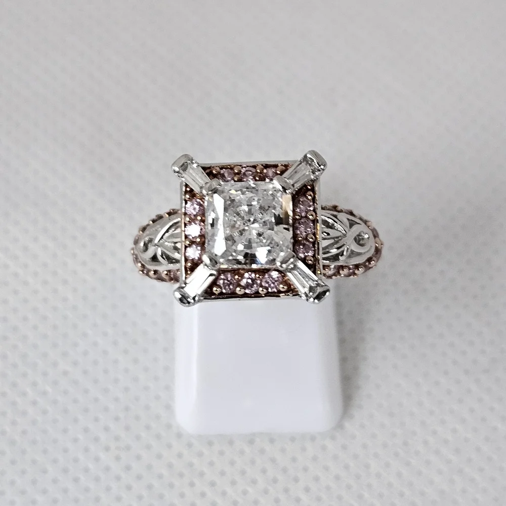 Beautiful Victoria Wieck Diamond & Pink Sapphire Simulant Sterling Silver Size 7 - Picture 4 of 10